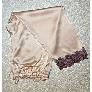 Christine Lingerie All Silk Pajama Lounge Pants with Lace Hem Like New Size M